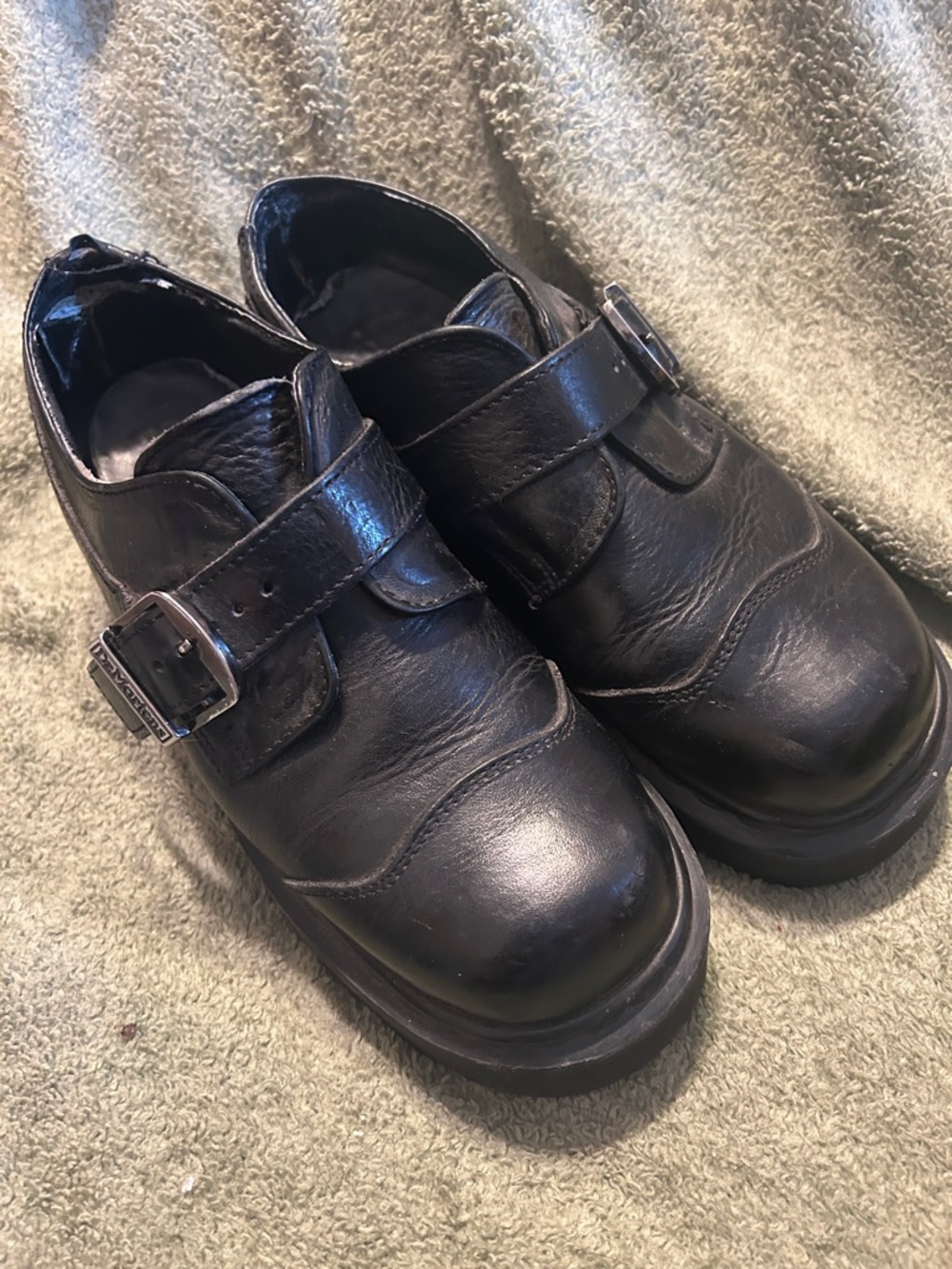 Dr. Martens Black Leather Monk Strap Loafers